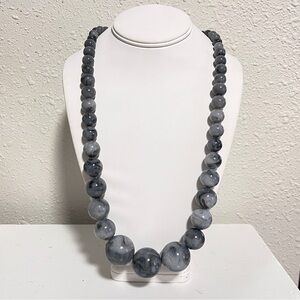 VTG Necklace Retro Gray Chunky Graduated Plastic Bead Mrs. Roper Groovy